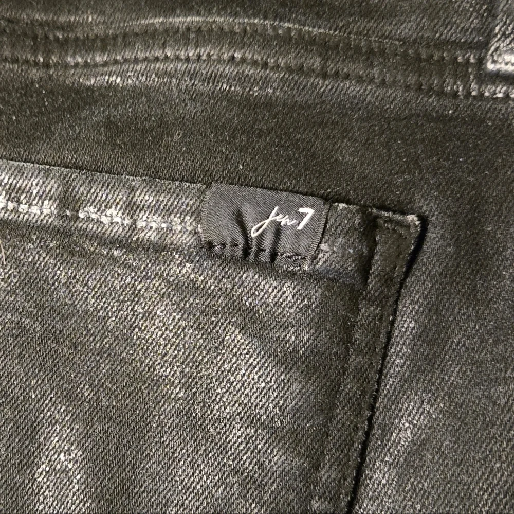 7 For All Mankind Women's High Rise Skinny Fit ankle Jean Front Black Back - Picture 6 of 8